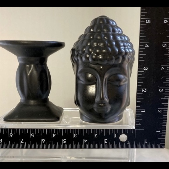 NWT Set of Buddha Statue - Stand Head Bust Figurine -Stand Black Glazed Ceramic - Picture 11 of 11
